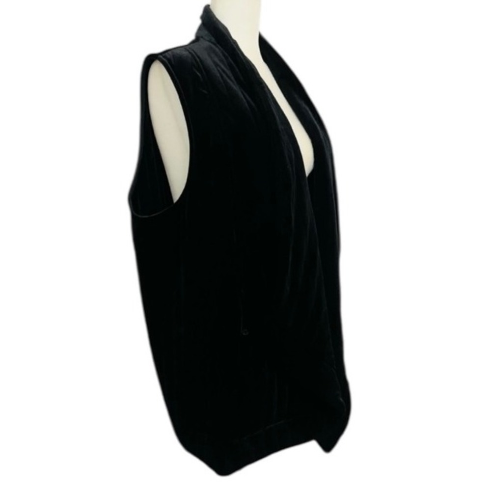 WYNNE LAYERS Black XL Velvet Shawl Collar Sleeveless Vest Blazer‎ Womens - Picture 6 of 9
